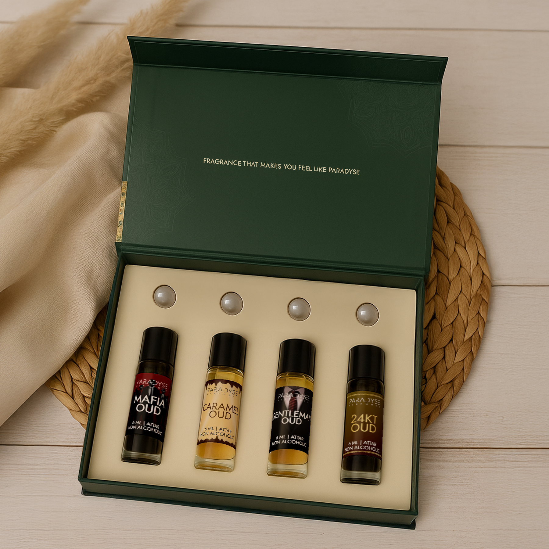 Middle East Oud Attars - Mafia Oud | Gentlemen Oud | Caramel Oud | 24KT Oud | Pack Of 4