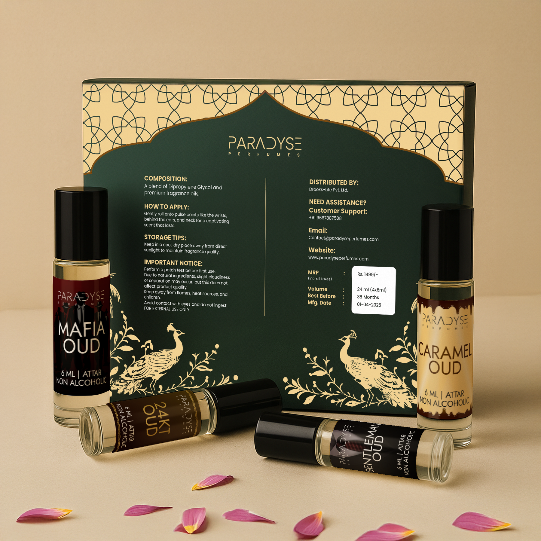 Middle East Oud Attars - Mafia Oud | Gentlemen Oud | Caramel Oud | 24KT Oud | Pack Of 4