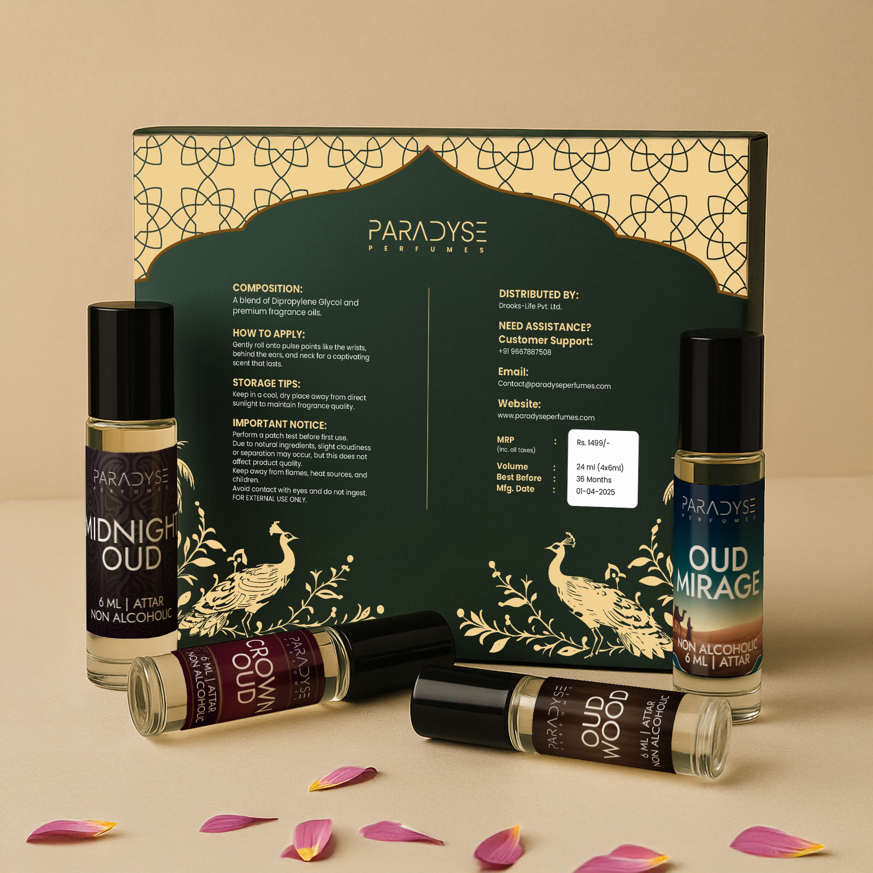 Oud Attars - Midnight Oud | Crown Oud | Oud Mirage | Oud Wood | Pack Of 4