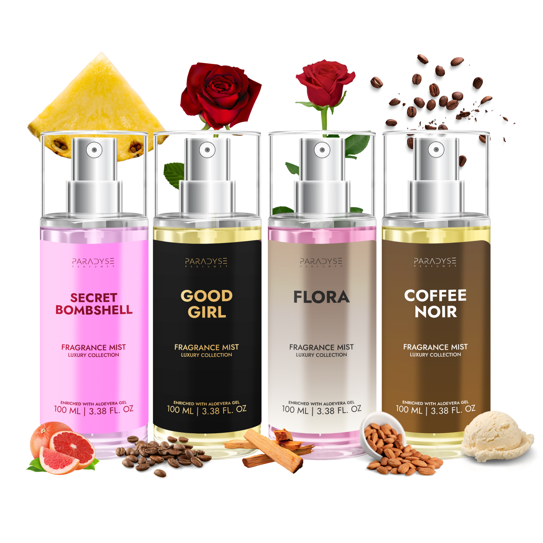 CEO Women Body Mists  - Pack Of 4 | Good Girl | Secret Bombshell | Flora | Coffee Noir