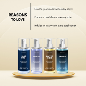 CEO Men Body Mists - Pack Of 4 | Blue Rush | Savage | Coffee Noir | Invictus