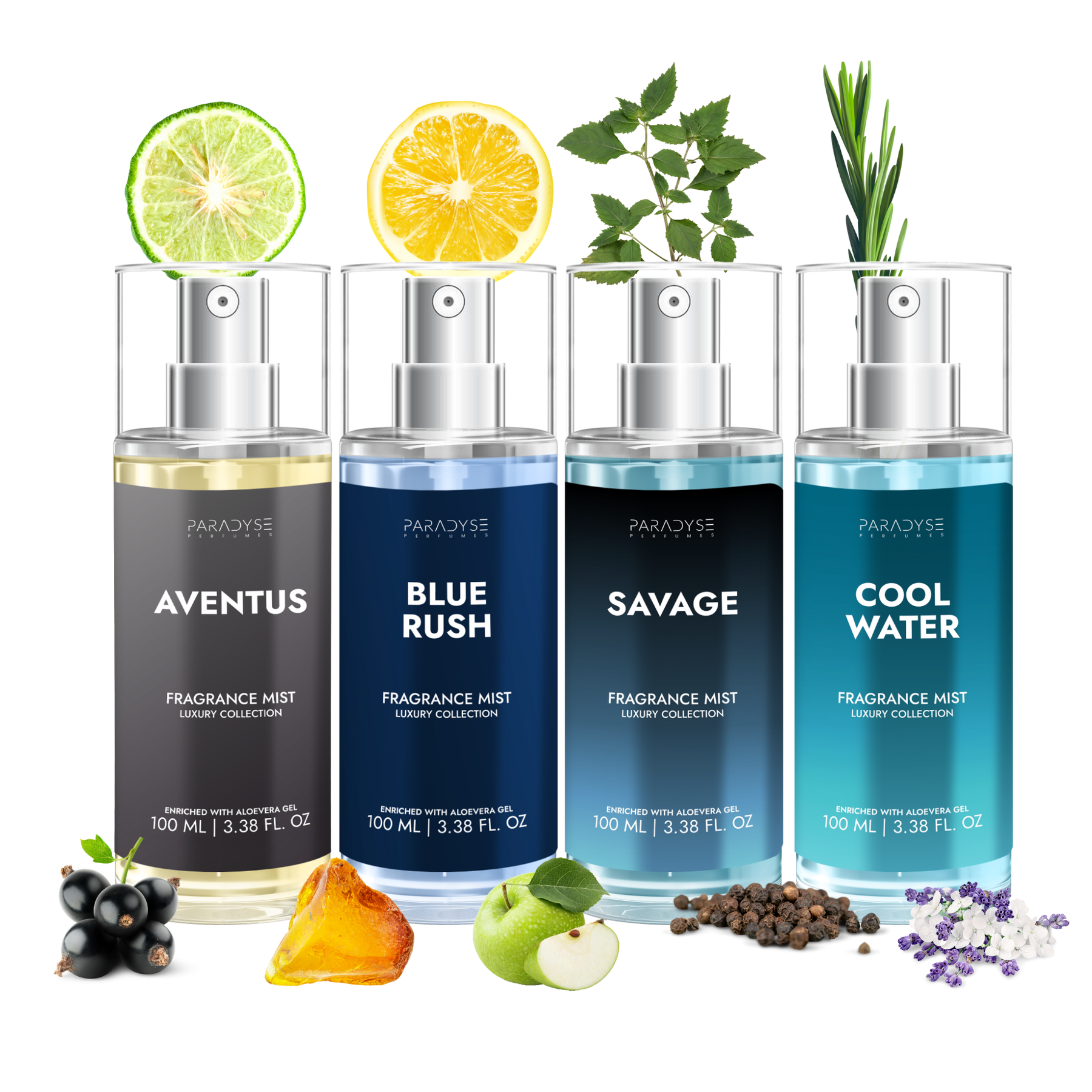 Body Mist For Gym - Pack Of 4 | Blue Rush | Aventus | Cool Water | Savage