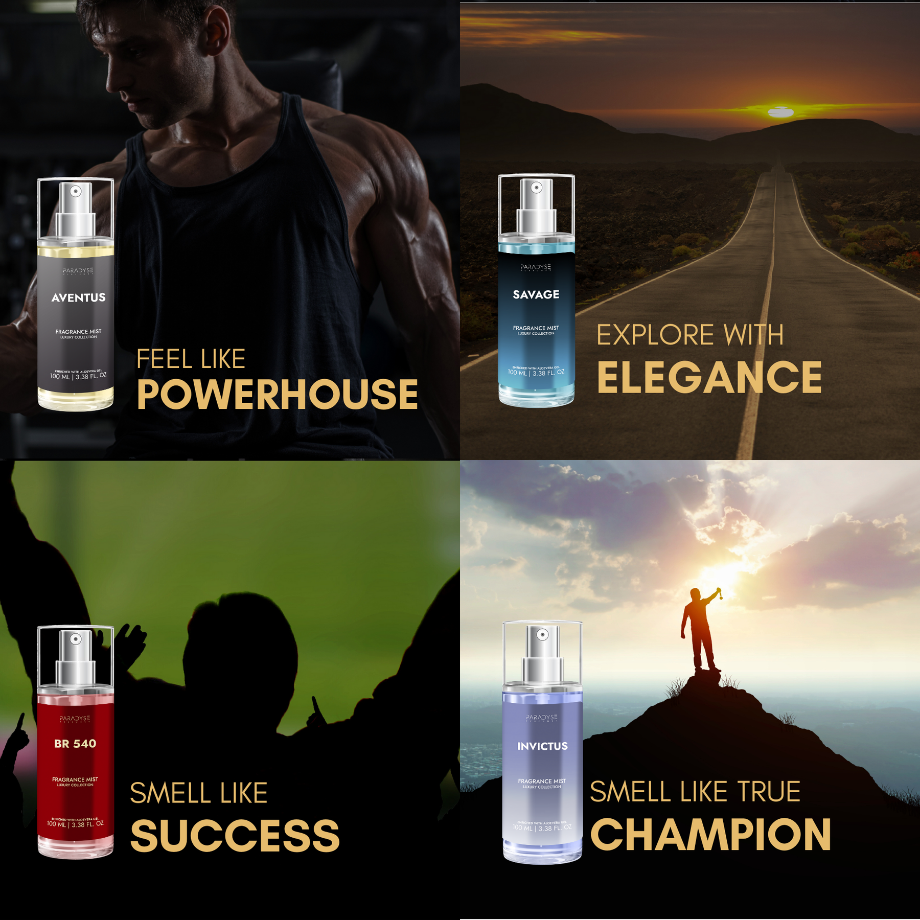 Body Mist For Office - Pack Of 4 | Invictus | Aventus | BR 540 | Savage